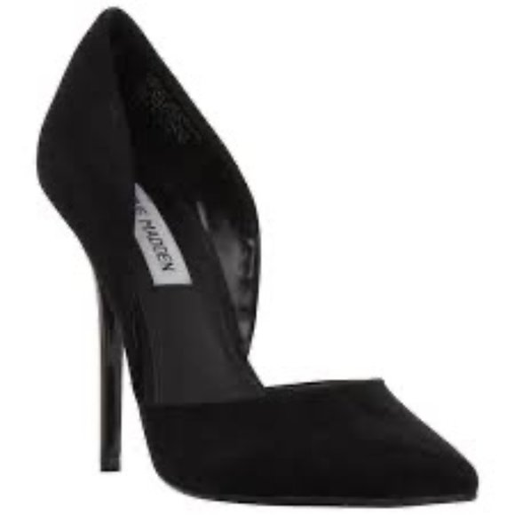 Steve Madden Varcityy D'Orsay Stiletto Heels in Black Suede, Size 6. - Picture 1 of 8